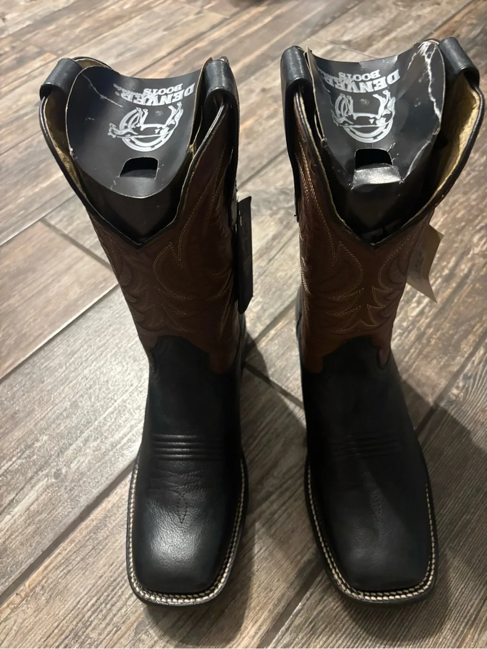 Justin Boots Two-Tone Black & Brown Western Cowboy Boots